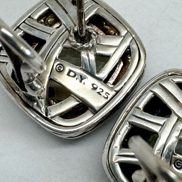 David Yurman Moonlight Ice Albion Prasiolite Diamond Earrings .925 - Picture 6 of 10